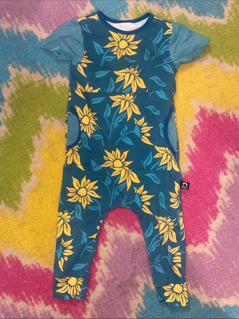 Rags Blue & Yellow Sunflower Romper